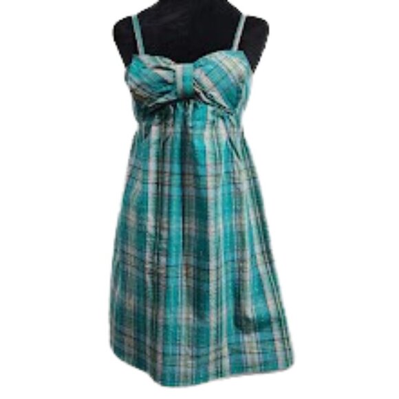 Xhilaration Strapless Bowfront Summer Dress Plaid Junior's Medium - Picture 1 of 7